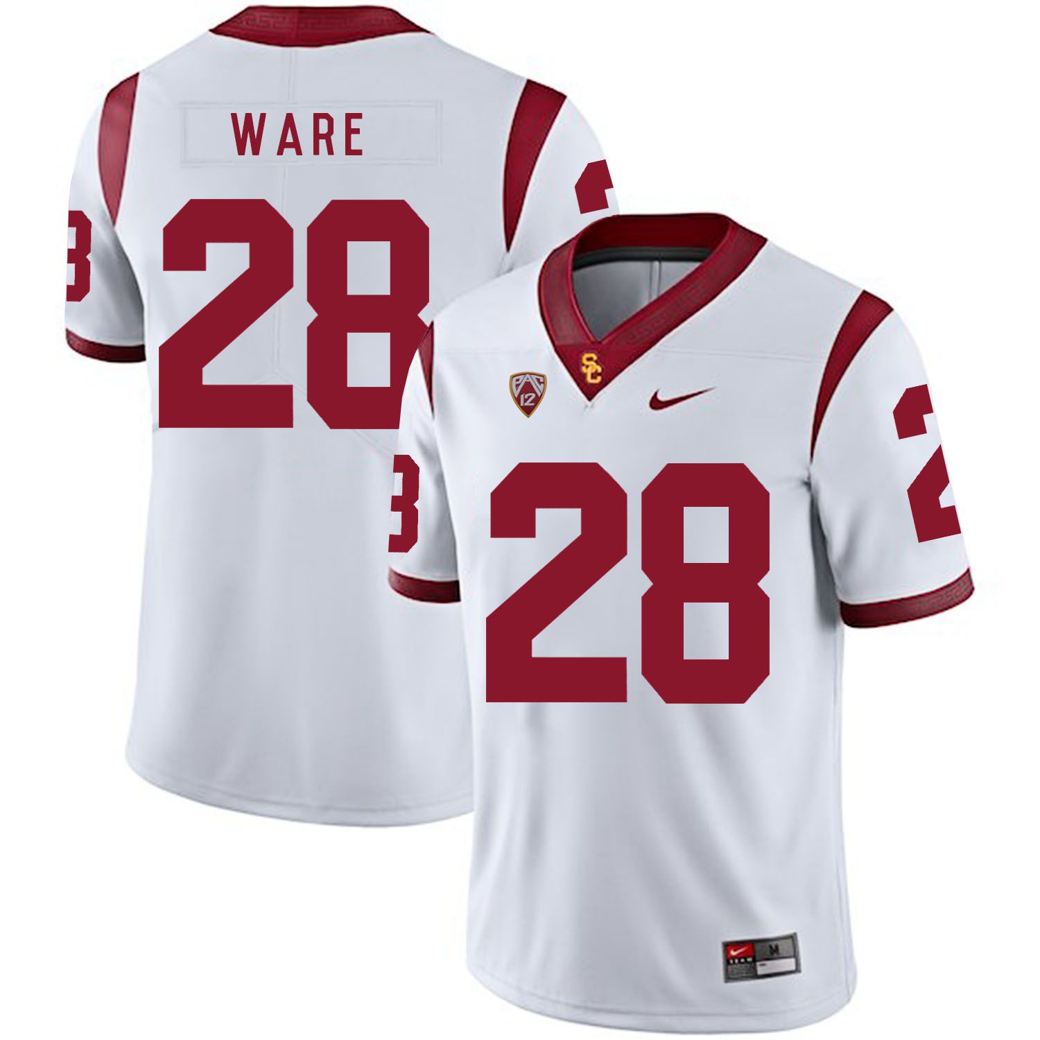 Men USC Trojans 28 Ware White Customized NCAA Jerseys